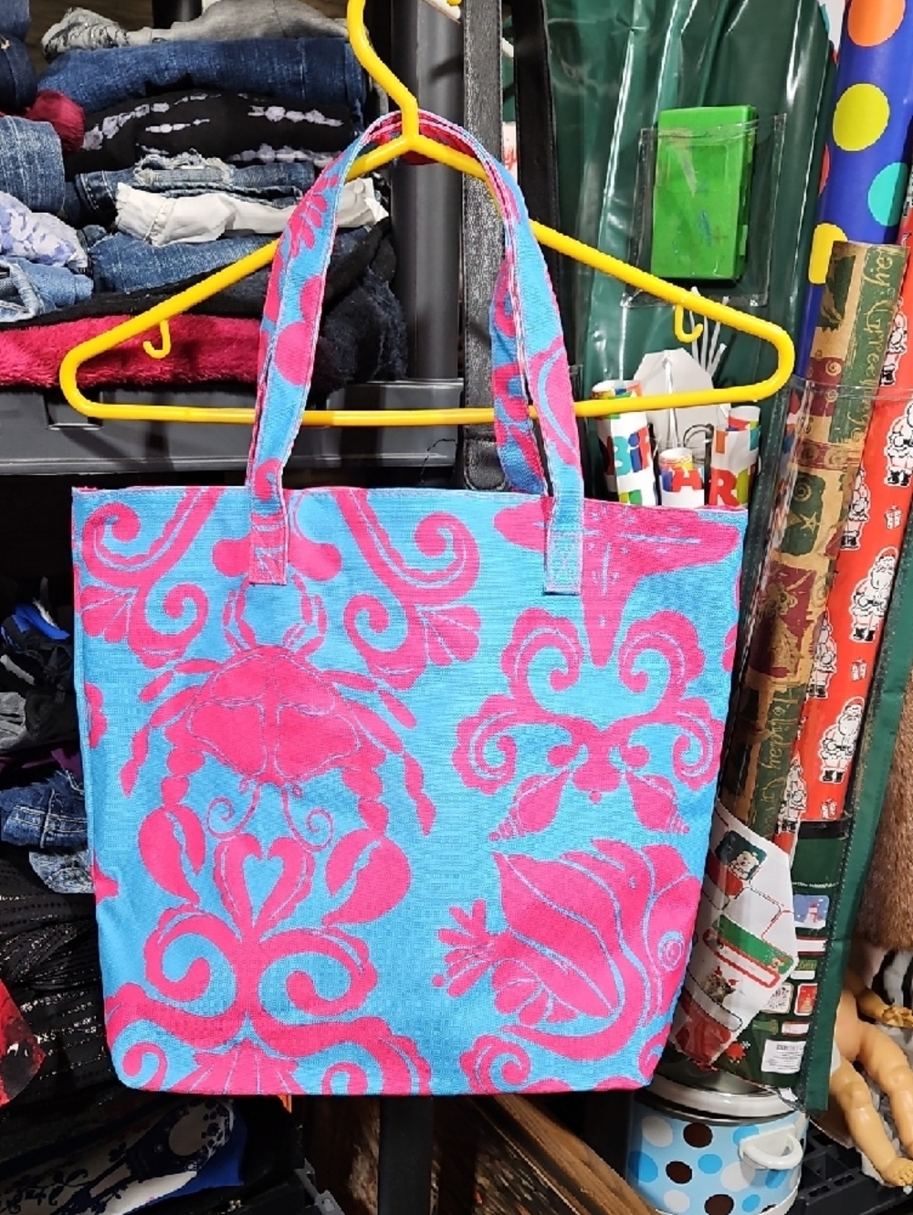 Lilly Pulitzer Blue & Pink Scroll Print Tote - Picture 3 of 5